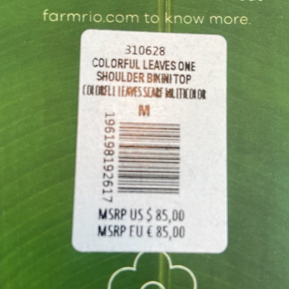 Brand New Farm Rio Colorful Leaves Bikini Top - Picture 6 of 6